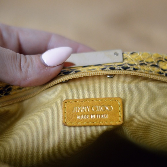 Jimmy choo yellow leather snakeskin clutch - Picture 9 of 16